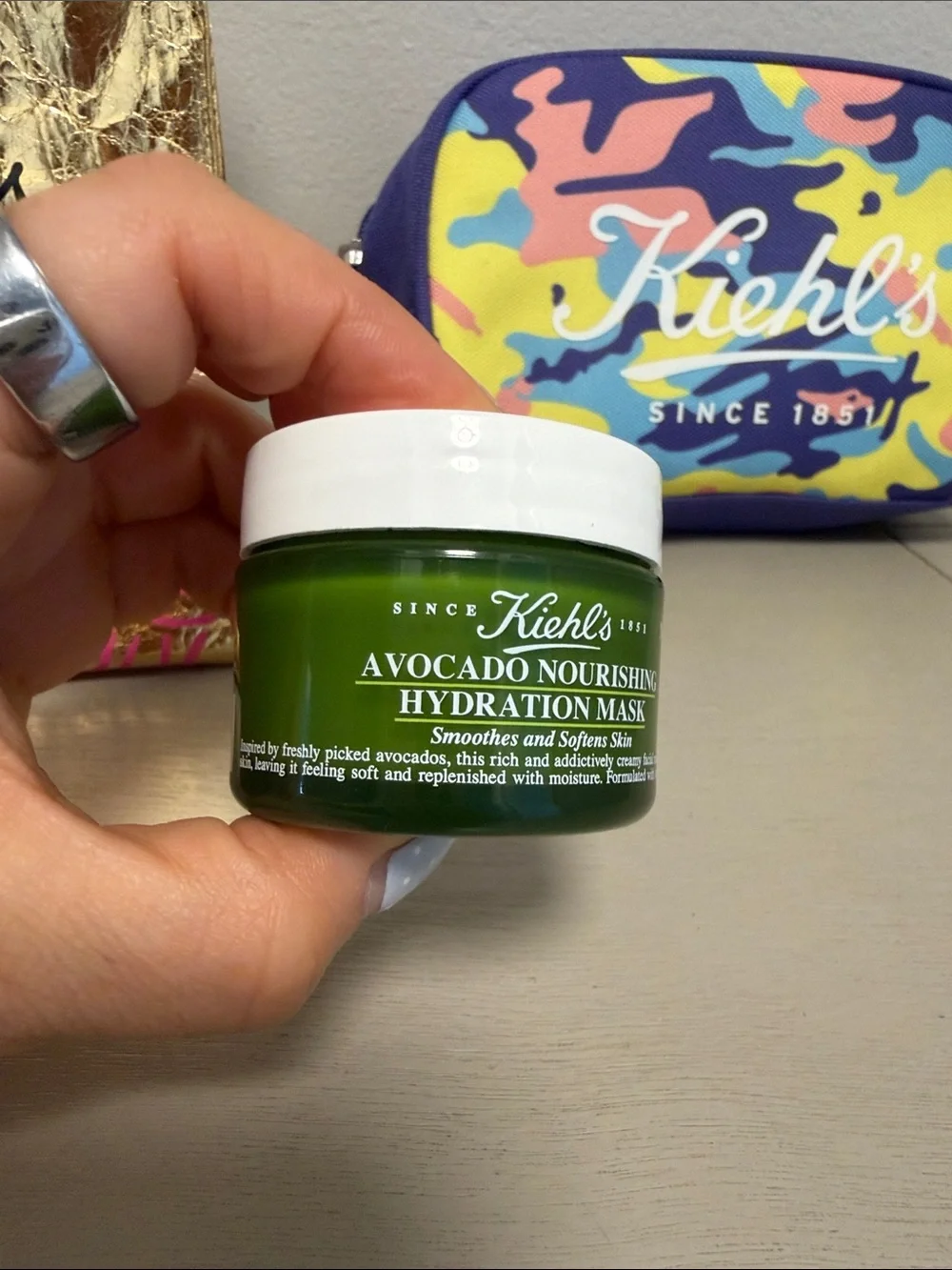 Kiehl’s Avocado Nourishing Hydration Mask + 2 Cosmetic Travel Bags Set - NIB